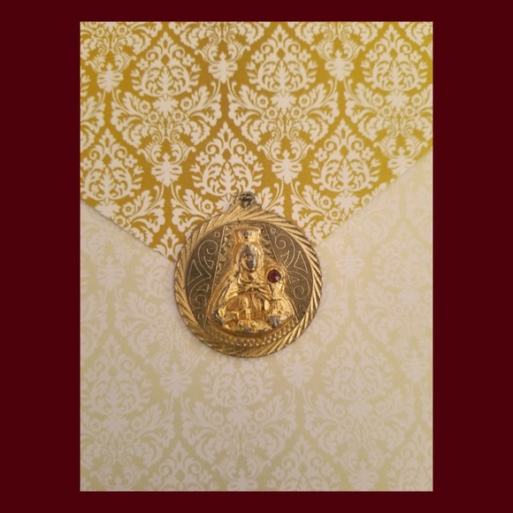 Vintage Jewelry - Vintage St Barbara Catholic Religious Gold Tone Medal Medallion Charm Pendant